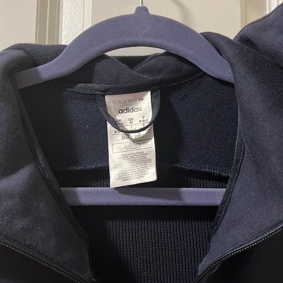 ADIDAS NAVY Track Jacket Full Zip Navy Size Medium Oversized Neck Cowl Gold Logo - Picture 5 of 8